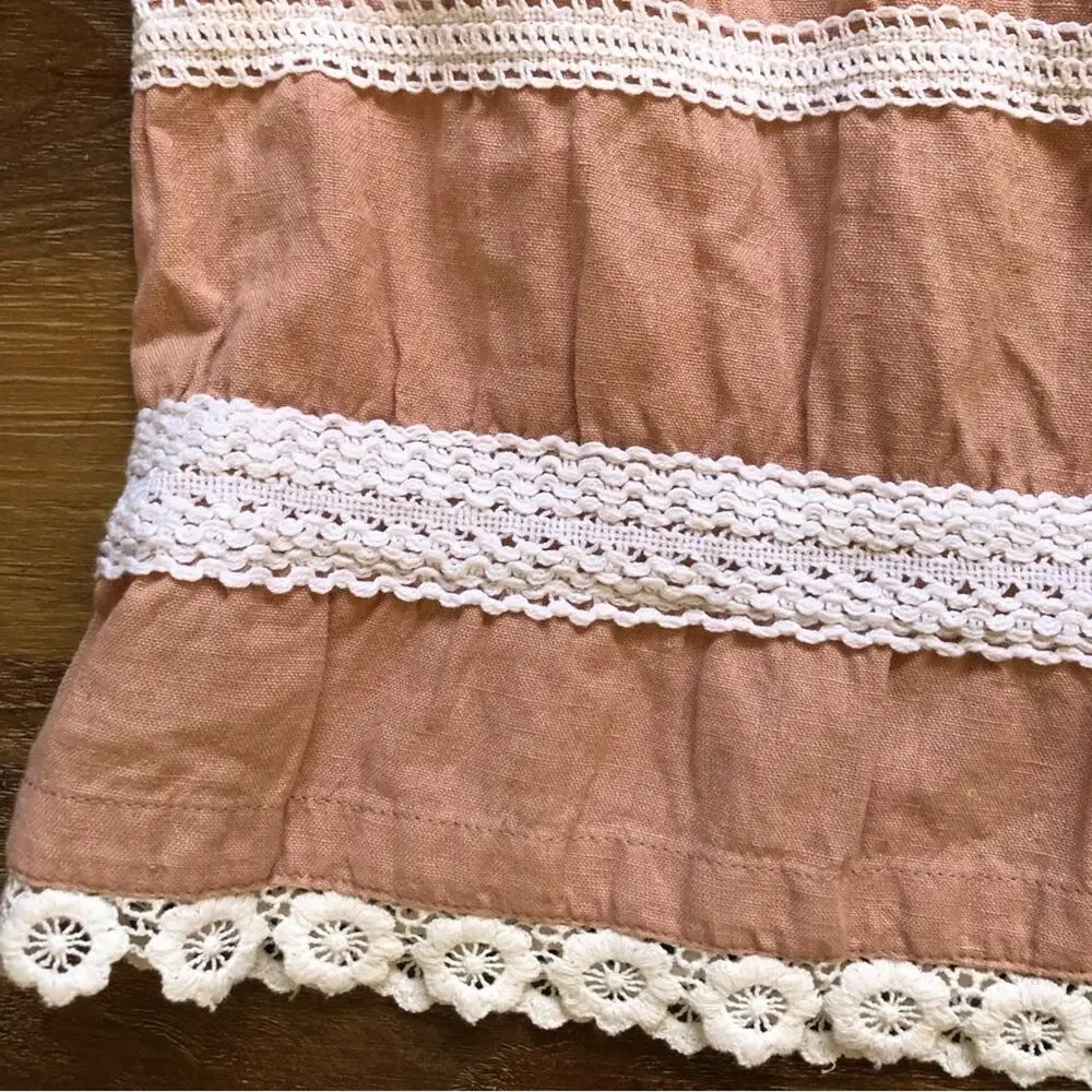 Yo Baby Girls Pillow Case Linen Blush Lace Dress Size 11